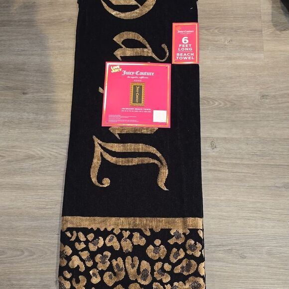 Juicy Couture Home Leopord Print Logo Jacquard Beach Towel - Picture 3 of 6